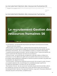 gestion des ressources humaines recrutement