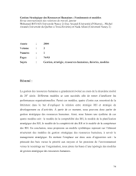 gestion stratégique des ressources humaines pdf