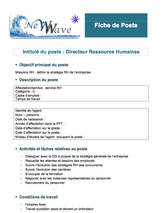 poste ressources humaines