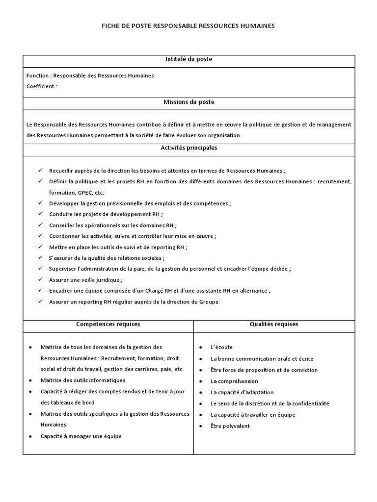 ressources humaines la poste
